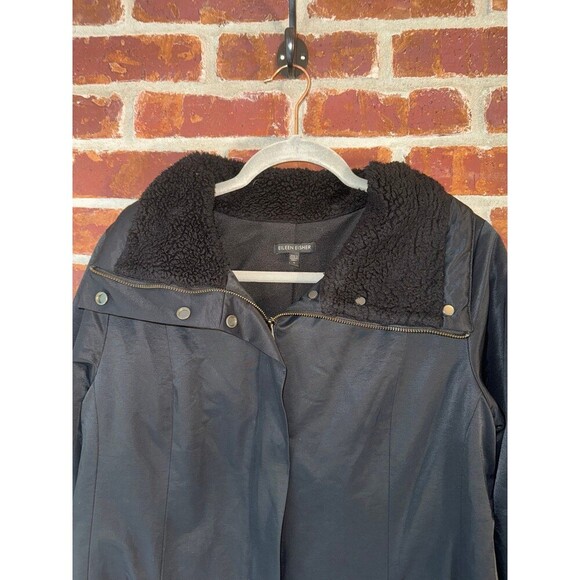 Eileen Fisher black lined Trench style Coat small - Picture 4 of 11